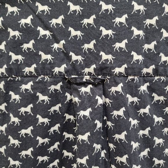Charter Club Shirt Women's Size L Navy Horse Print Button Down - Picture 15 of 16